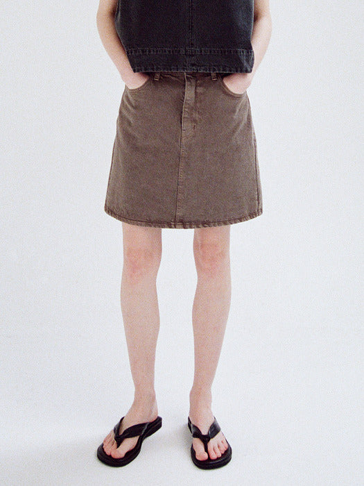 Facade Pattern Classic Denim Mini Skirt vintage brown
