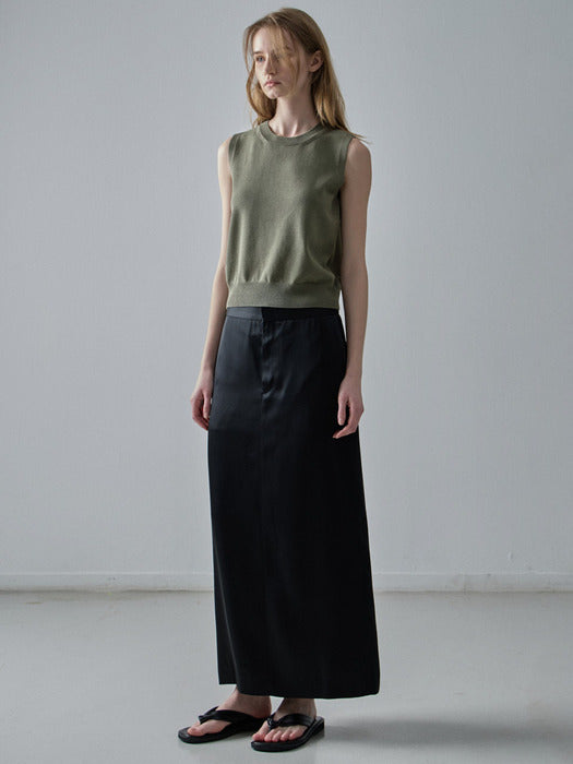 [facade pattern] Silky Maxi Skirt - Black