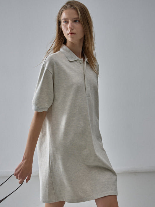 [facade pattern] Timeless Pique One-Piece Dress - Oatmeal