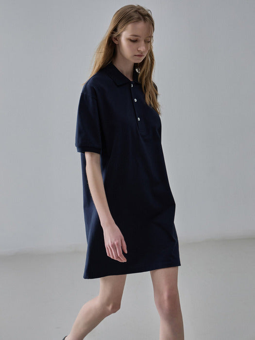Facade Pattern Timeless Pique Dress - navy