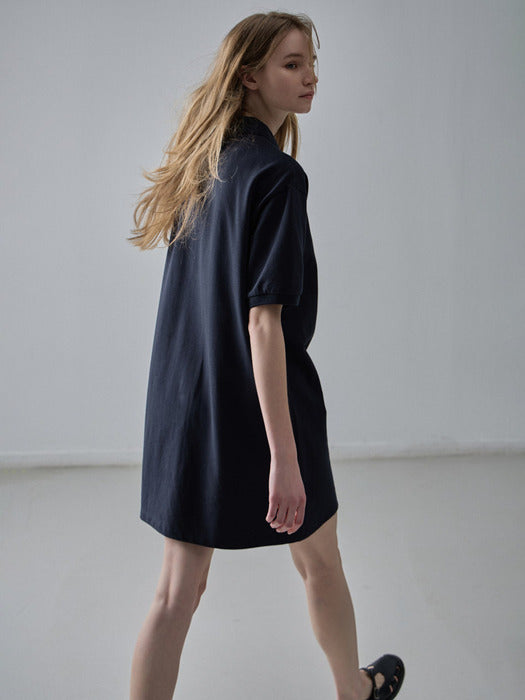 Facade Pattern Timeless Pique Dress - navy