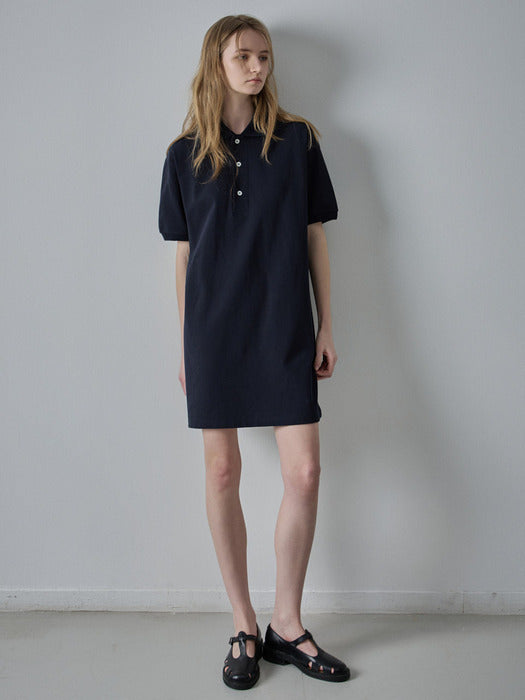 Facade Pattern Timeless Pique Dress - navy