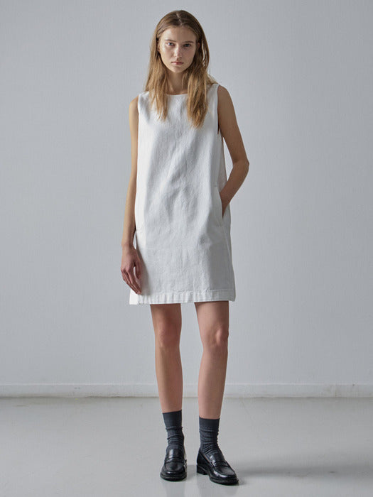 [facade pattern] Denim Sleeveless Top_clean white