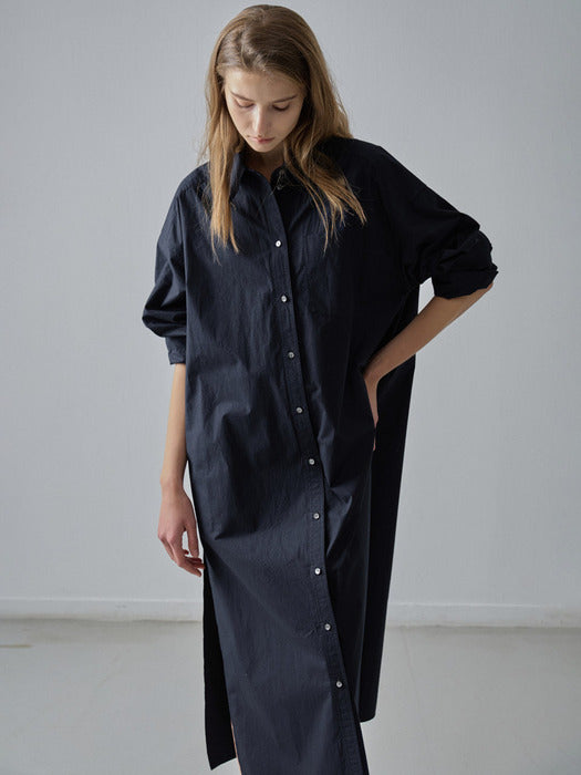 [facade pattern] Cotton Shirt Dress_navy