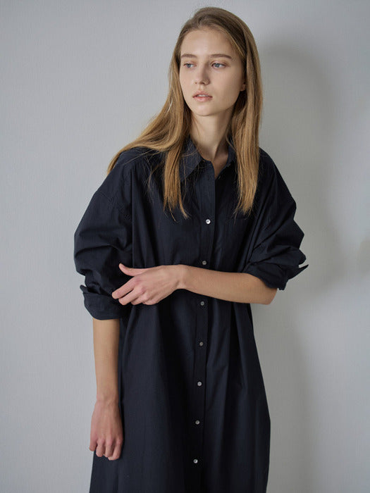 [facade pattern] Cotton Shirt Dress_navy