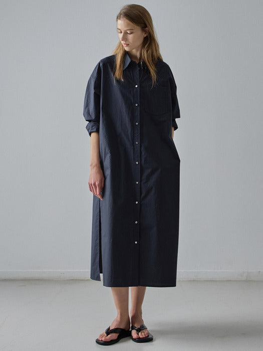 [facade pattern] Cotton Shirt Dress_navy