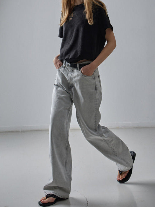 Facade Pattern Classic Straight Denim light grey
