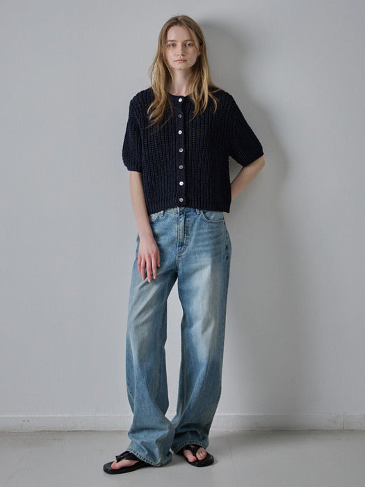 Facade Pattern Classic Straight Denim - faded blue
