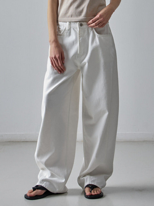 [facade pattern] Wide Tapered Denim_clean white