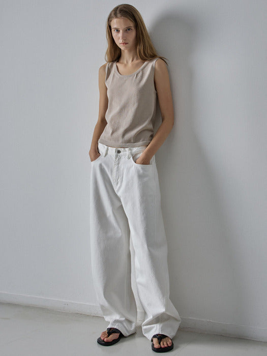 [facade pattern] Wide Tapered Denim_clean white