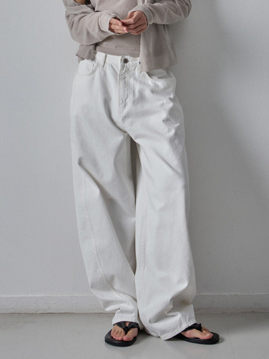 Facade Pattern Wide Tapered Denim clean white