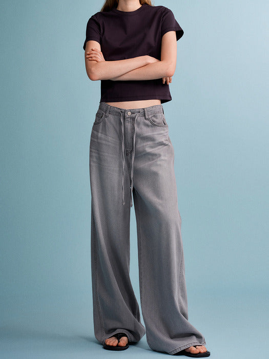 Facade Pattern Summer Wide Denim - grey