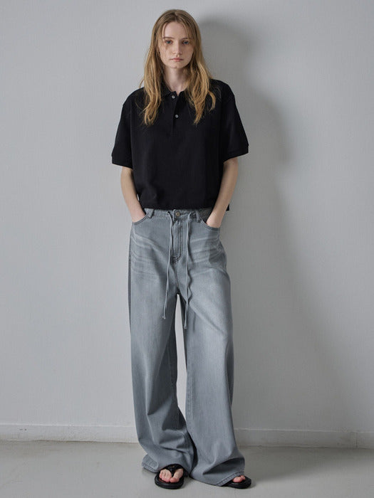 Facade Pattern Summer Wide Denim - grey