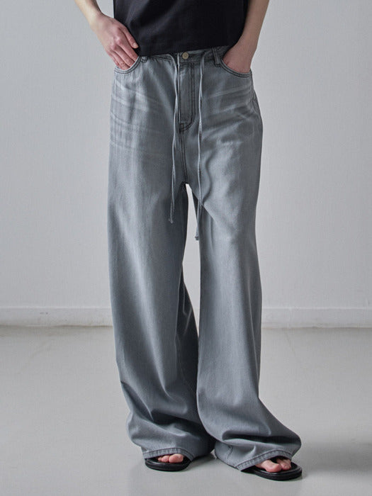 Facade Pattern Summer Wide Denim - grey