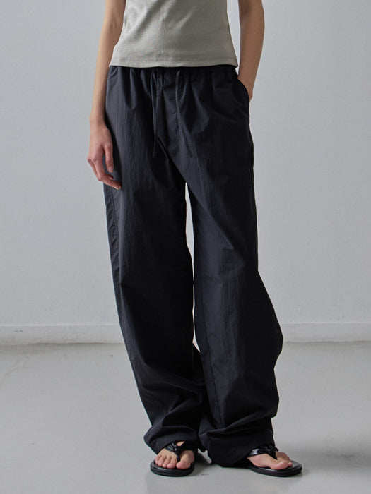 Facade Pattern Tapered Banding Pants black