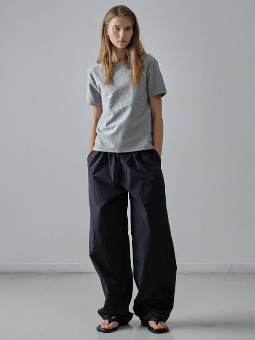 Facade Pattern Tapered Banding Pants black