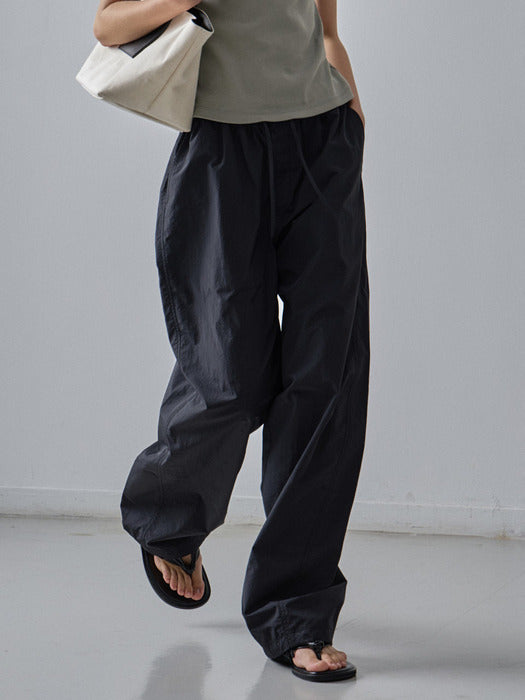 Facade Pattern Tapered Banding Pants black