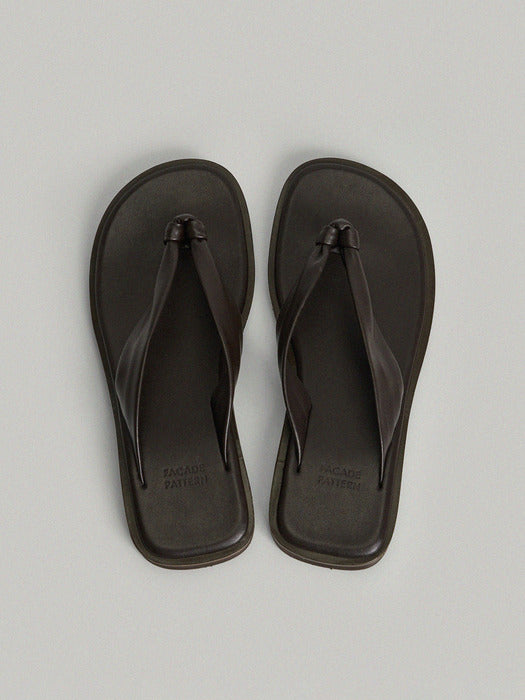 Facade Pattern Round Toe Fluffy Sandals chocolate