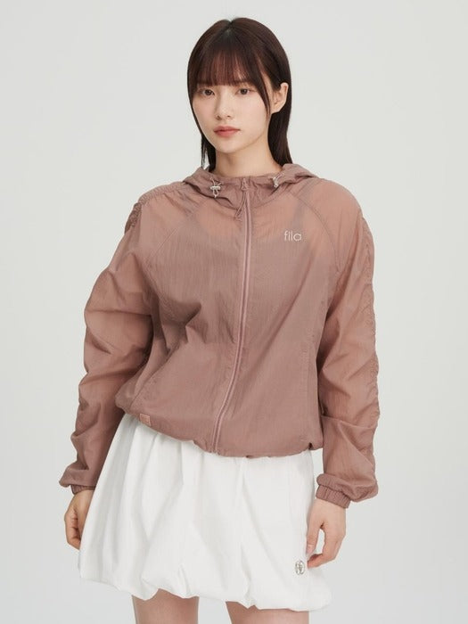 Lightweight Ripstop Shirred Hooded Windbreaker_FS2JKH2152F_LBR