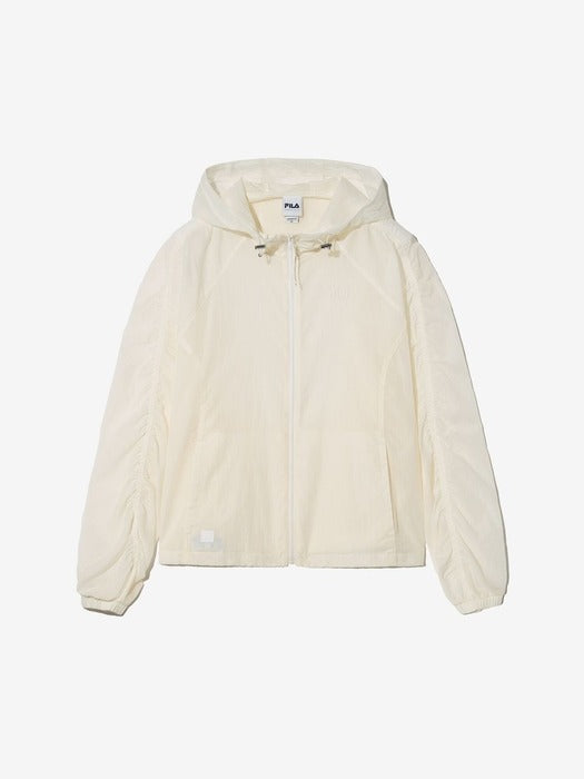 Lightweight Ripstop Shirred Hooded Windbreaker_FS2JKH2152F_OWH