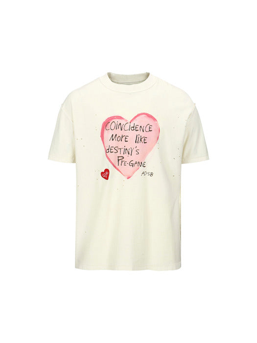 [andersson bell] UNISEX HEART MESSAGE T-SHIRT atb1251u(ECRU)