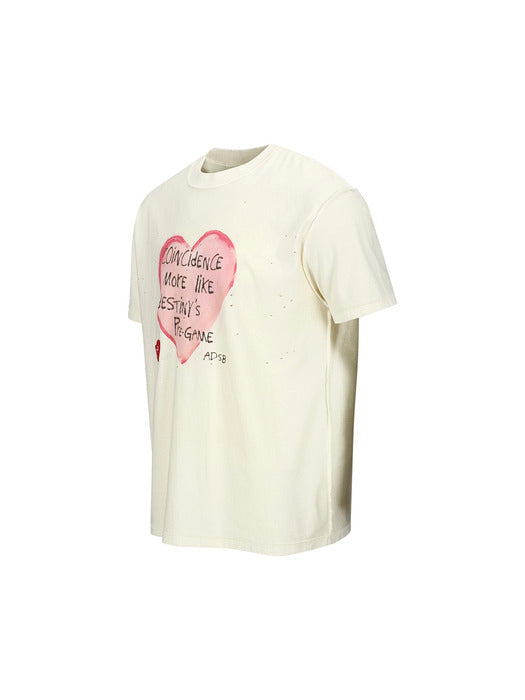 [andersson bell] UNISEX HEART MESSAGE T-SHIRT atb1251u(ECRU)