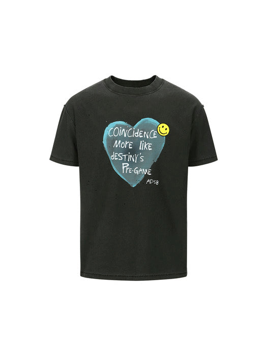 [andersson bell] UNISEX HEART MESSAGE T-SHIRT atb1251u(CHARCOAL)
