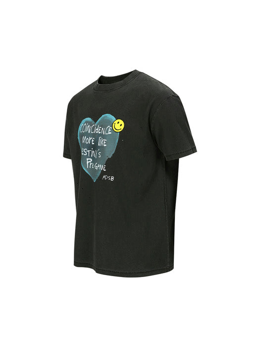 [andersson bell] UNISEX HEART MESSAGE T-SHIRT atb1251u(CHARCOAL)