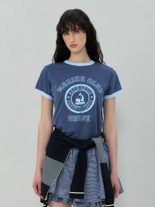 Grove 25Ss Grove Marine Ringer T-Shirt (Blue)