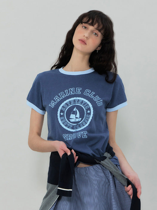 Grove 25Ss Grove Marine Ringer T-Shirt (Blue)