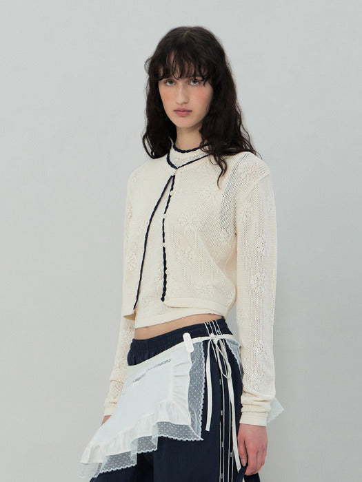 Grove 25Ss Daisy Knit Cardigan (Ivory)