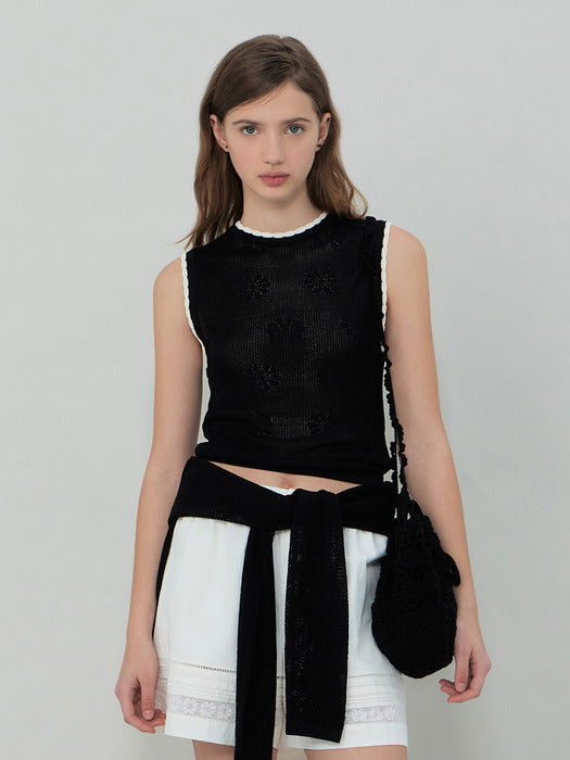 [grove] 25Ss Daisy Knit Top (Black)