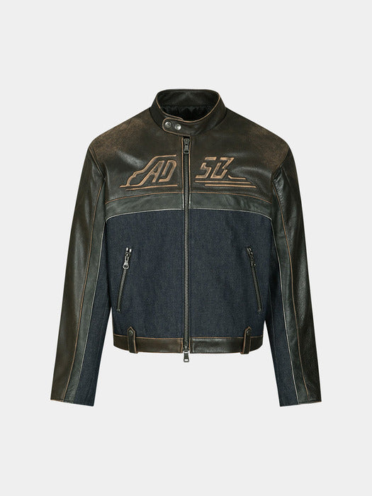 24 RACING LEATHER JACKET awa591m(BROWN)