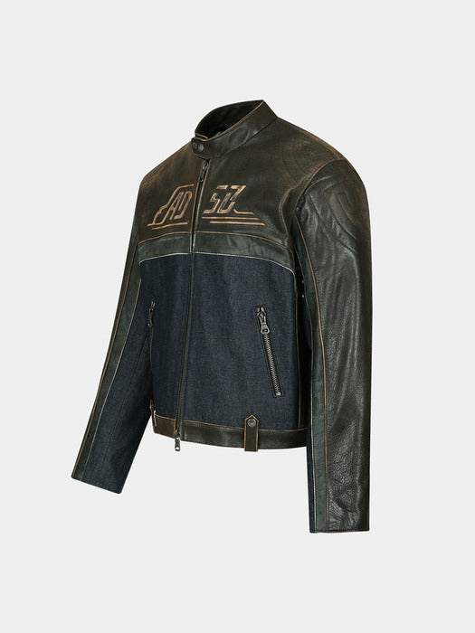 24 RACING LEATHER JACKET awa591m(BROWN)