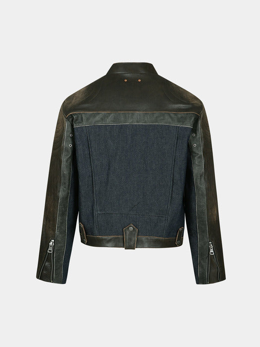 24 RACING LEATHER JACKET awa591m(BROWN)