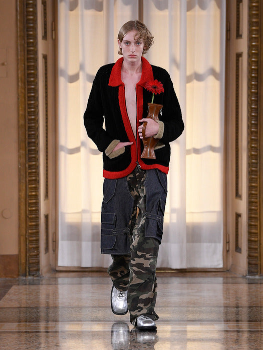 [andersson bell] ELASS COLOR BLOCK CARDIGAN atb1075m(BLACK)