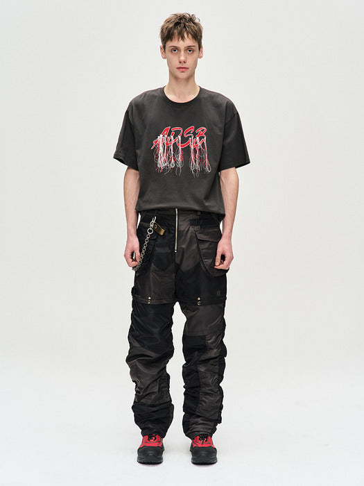 [andersson bell] DETACHABLE PATCHWORK CARGO PANTS apa697m(BLACK)
