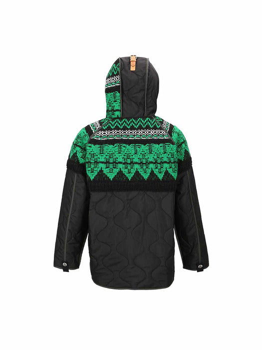 [andersson bell] UNISEX NORDIC KNIT PATCH QUILTED PARKA awa555u(BLACK)