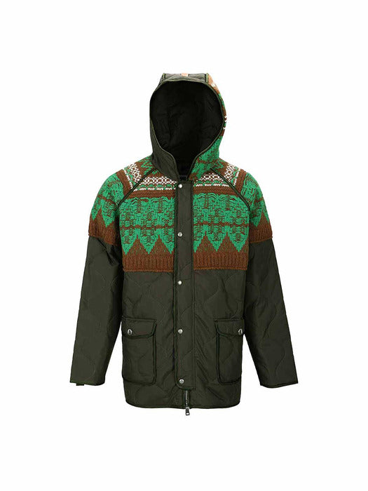 [andersson bell] UNISEX NORDIC KNIT PATCH QUILTED PARKA awa555u(KHAKI)