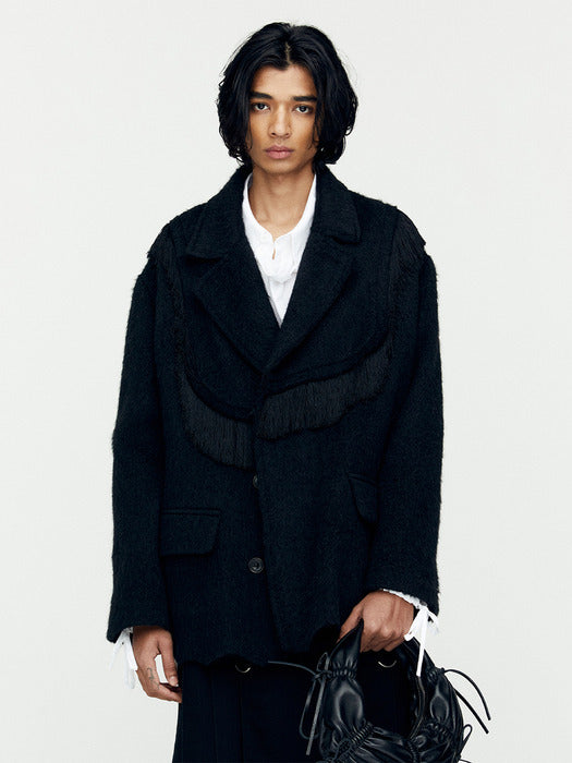 [andersson bell] ZIBELINE SHAGGY WOOL COAT awa576m(BLACK)