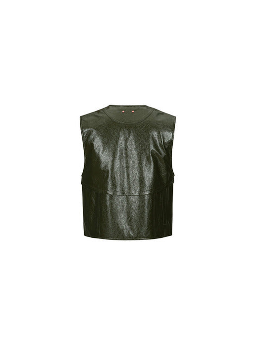 [andersson bell] TONNY V-NECK ZIP-UP VEST atb1046m(KHAKI)