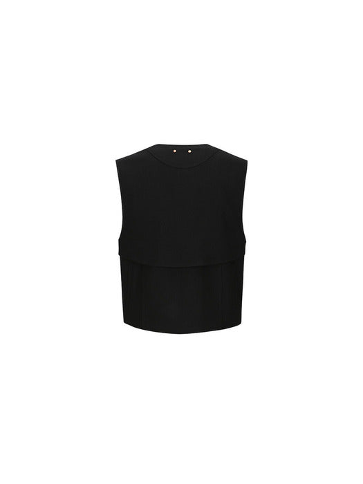 [andersson bell] WOOL V-NECK ZIP-UP VEST atb1047m(BLACK)