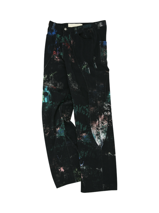 [andersson bell] BLACK SCRATCH CURVED WIDE JEANS apa644m(BLACK)