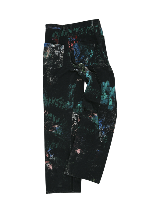 [andersson bell] BLACK SCRATCH CURVED WIDE JEANS apa644m(BLACK)
