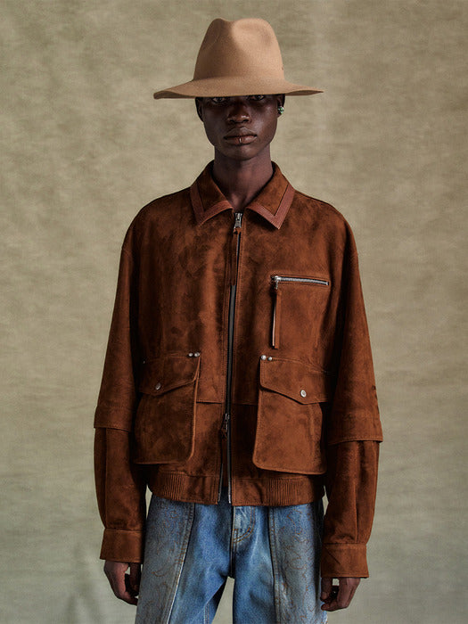 [andersson bell] MIKOOS SUEDE BOMBER JACKET awa673m(BROWN)