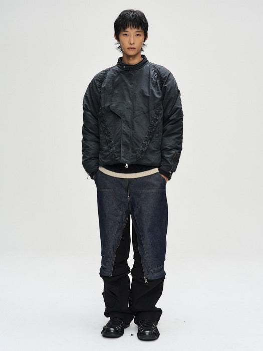 [andersson bell] LACE-UP PADDED JUMPER awa623m(ASPHALT)