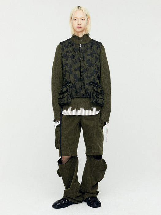 CAMOUFLAGE PADDED TURTLE VEST awa643m(GREEN)
