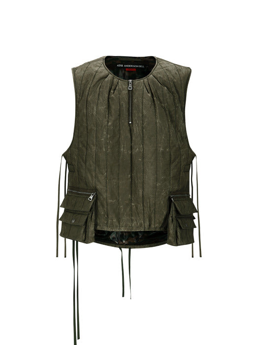 [andersson bell] WAX COATED PADDED TURTLE VEST awa644m(KHAKI)