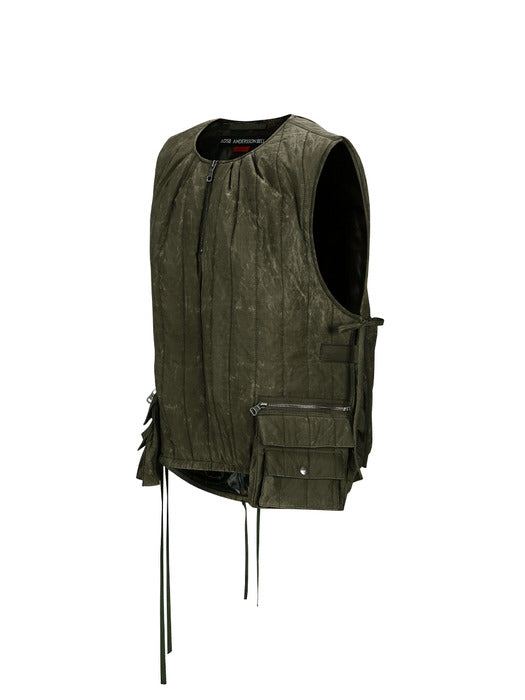 [andersson bell] WAX COATED PADDED TURTLE VEST awa644m(KHAKI)