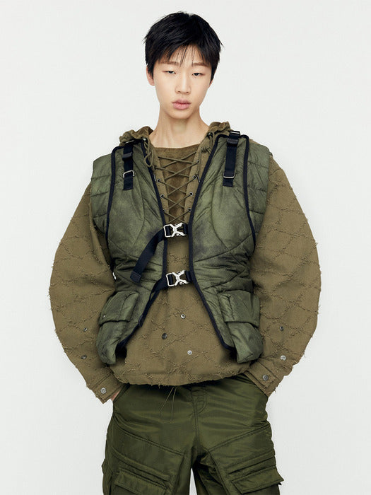 [andersson bell] MARBLE PADDED VEST awa648m(GREEN)